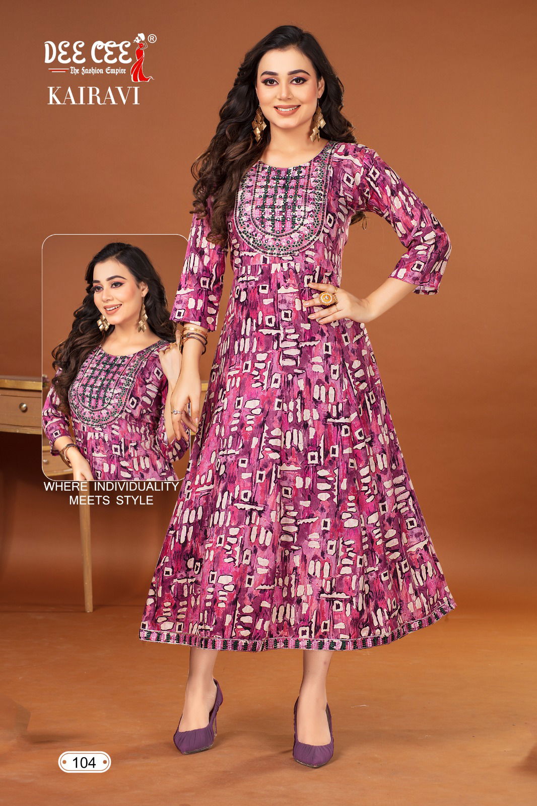 Kairavi By Dee Cee Rayon Foil Printed Anarkali Kurtis Wholesale Clothing Suppliers In India
